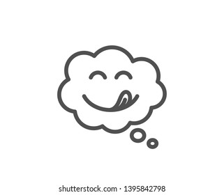 Yummy smile line icon. Emoticon with tongue sign. Comic speech bubble symbol. Quality design element. Linear style yummy smile icon. Editable stroke. Vector