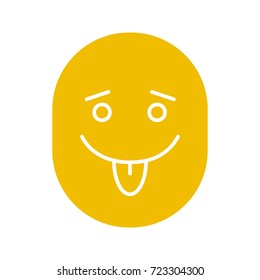 Yummy smile with open eyes glyph color icon. Silhouette symbol on white background. Silly, goofy, foolish face. Negative space. Vector illustration