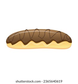 delicioso eclair francés suave relleno de chocolate caliente