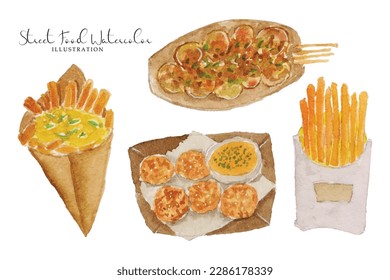 Yummy Street Food Watercolor Collection