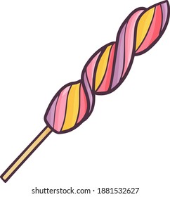 Yummy sweet colorful candy in doodle style