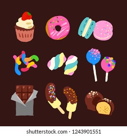 yummy sweets vector illustrations