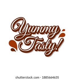 Yummy Tasty Delicious Foods Meal Sweets Text Label Icon Vector