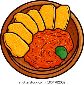 Yummy "Tempe Goreng Sambel", a traditional food from Indonesia