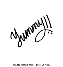 Yummy. Text lettering scandinavian style. Vector illustration. Black and white. Design for print card, prints, tee, cafe, sticker etc