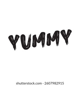 Yummy text on white background.