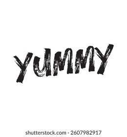 Yummy text on white background.