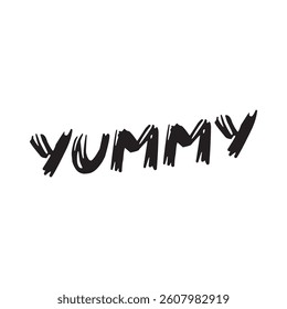 Yummy text on white background.