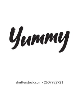 Yummy text on white background.