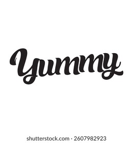 Yummy text on white background.