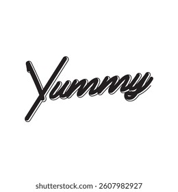 Yummy text on white background.