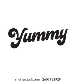 Yummy text on white background.