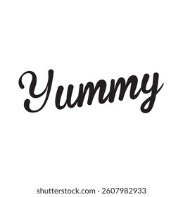 Yummy text on white background.