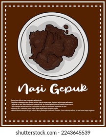 	
Yummy traditional Sundanese chicken gepuk in doodle style