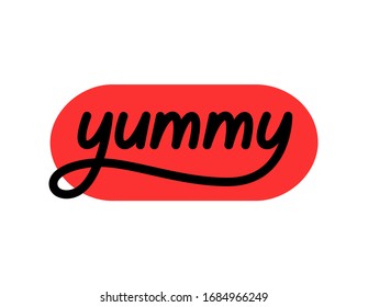 Yummy vector text, hand drawn lettering