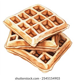 yummy Waffles watercolor clipart illustration