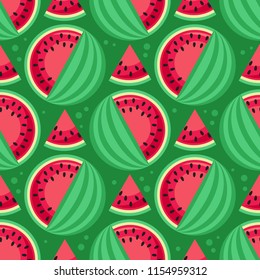 Yummy watermelon slice isolated on white background. Flat design element for gift wrap or fabric. Fruit illustration.