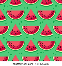 Yummy watermelon slice isolated on white background. Flat design element for gift wrap or fabric. Fruit illustration.