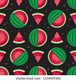 Yummy watermelon slice isolated on white background. Flat design element for gift wrap or fabric. Fruit illustration.