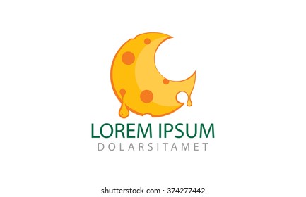 Yummy Yellow Cheese Crescent  Moon Logo Template