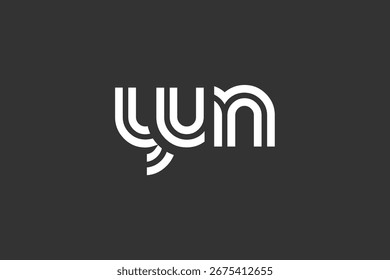 YUN Creative Unique Modern Letter Logo Design. Elegant Monogram Logo Design with Decorative Elements and Typography