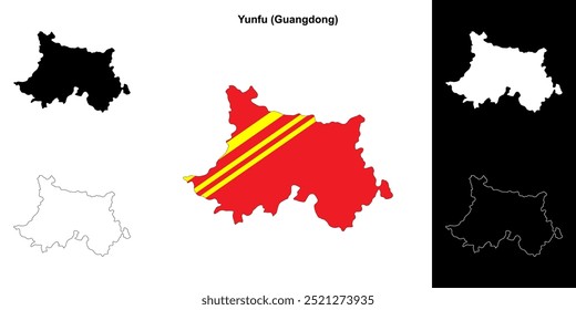 Conjunto de mapa de contorno en blanco de Yunfu