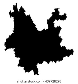 Yunnan black map on white background vector