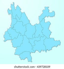 Yunnan blue map on degraded background vector