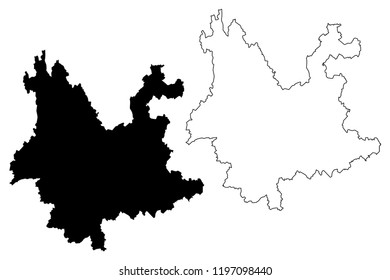 Yunnan Province (Administrative divisions of China, China, People's Republic of China, PRC) map vector illustration, scribble sketch Yunnan map