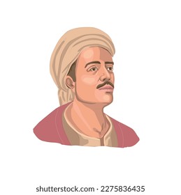 Yunus Emre (1238 – 1328) is a famous Sufi and folk poet who was the pioneer of Turkish poetry in Anatolia. Vector illustration portrait.