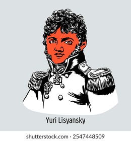 Yuri Lisyansky is a Russian navigator, explorer, writer, naval officer. Commander of the sloop "Neva" during the first Russian round-the-world expedition. Hand drawn vector illustration