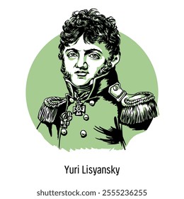 Yuri Lisyansky was a Russian navigator, explorer, writer, and naval officer. He is best known as the commander of the first Russian round-the-world expedition. Hand-drawn vector illustration