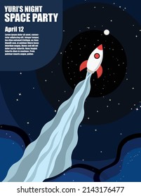 Yuri's Night Event Poster Template. Space-themed event design for posters. Vector Illustration. EPS 10 File