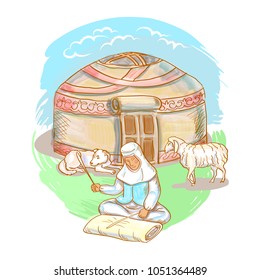 yurt in Kazakhstan, traditional occupations