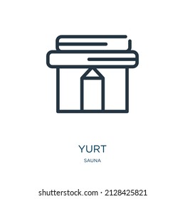 yurt thin line icon. tent, travel linear icons from sauna concept isolated outline sign. Vector illustration symbol element for web design and apps.
