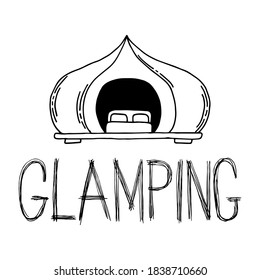 Yurt. Vector Illustration In Doodle Style. Outdoor Goods And Glamping. Use For Label And Logo. Eps 10.