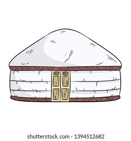 Yurta of nomads. Turk nomad tent house illustration