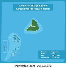 Yusui City Village Region Kagoshima Prefecture Map, Japan
