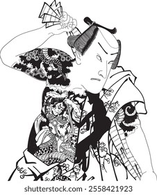 Yusuzumi Akino Nanakusa Nakamura Shikan Yondaime'' by Kunichika Toyohara is a painting of Kabuki actors by Shikan Nakamura IV, which depicts the elegance of Edo culture and the actors. This is a work 