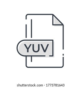 Icono de formato de archivo YUV. Icono de línea de extensión YUV.