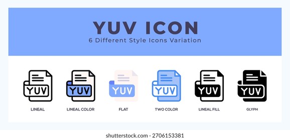 Conjunto de ícones de arquivo Yuv. Elementos de design para logotipo
