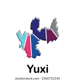 Yuxi map. vector map of the China Country. Borders of for your infographic design template