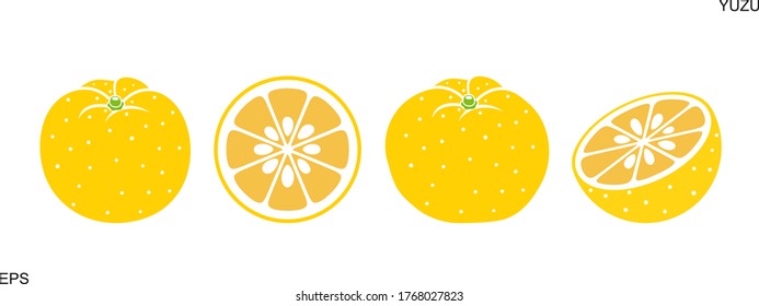 Yuzu Fruit Logo. Isolated Yuzu Fruit On White Background