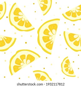 Yuzu japanese citron fruit seamless pattern vector illustration isolated on white background. Sliced citrus yuzu fresh fruit seamless texture.