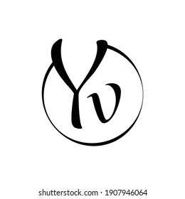 YV Black Script Circular Logo Design vector Template