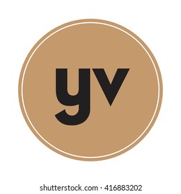 yv brown letters ,abstract background logo, design identity in circle, alphabet letter