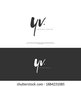 YV Initial handwriting or handwritten logo for identity. Logo with signature and hand drawn style.