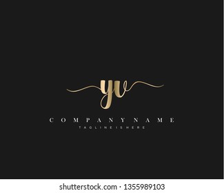 YV initial handwriting logo template vector