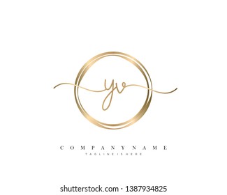 YV initial handwriting logo template vector