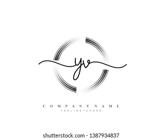 YV initial handwriting logo template vector